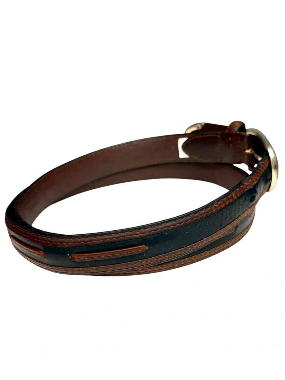 Vintage Genuine Leather Black & Brown Casual Belt Men’s Size 44 Soft Leather